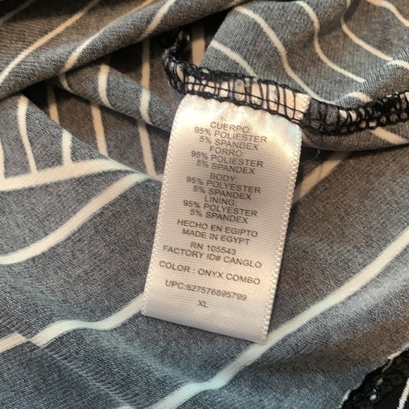 DAISY Fuentes Long Sleeve Striped Blouse w/ Mesh V-Neck Black & White Women’s XL - Picture 10 of 16